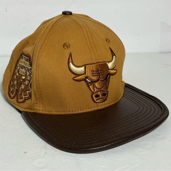 Chicago Bulls Six Time NBA Champions Wheat Brown Hat NWOT - Picture 1 of 11